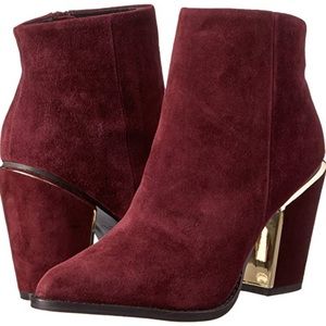 Aldo Never Worn Bordeaux Suede Ankle Booties US 6